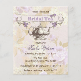 Budget Vintage Lila Bridal Tee Party Einladung