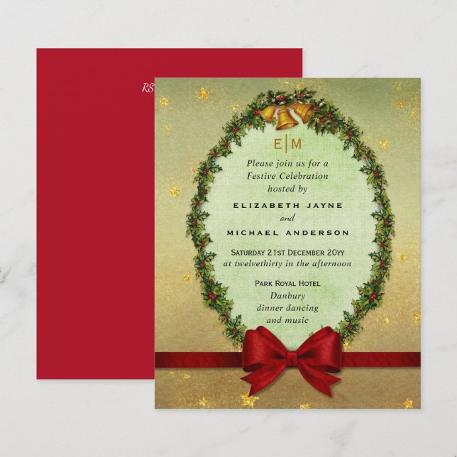 Budget Vintage Weihnachtsfeiertage Rote Gold Einla (Vorne/Hinten)