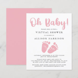 Budget Virtual Baby Dusche Rosa Feet Einladung