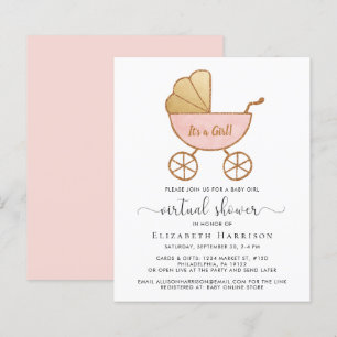 Budget Virtual Baby Girl Dusche Einladung