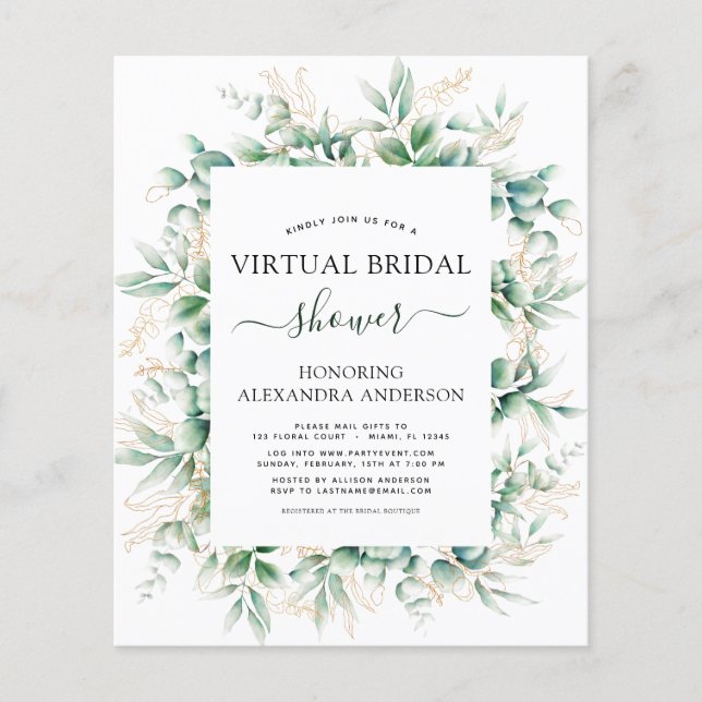 Budget Virtual Brautparty Botanische Vegetation Flyer (Vorne)