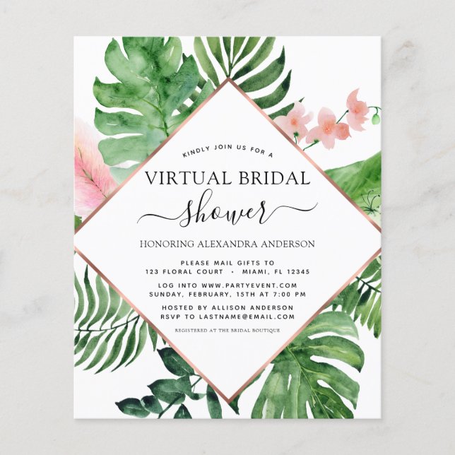 Budget Virtual Brautparty Tropical Palm Flyer (Vorne)