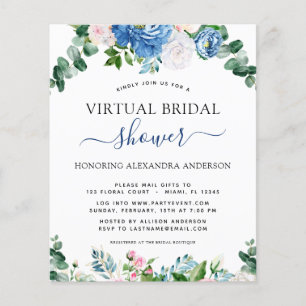 Budget Virtuelle Bridal Shower Eukalyptus Blau Ros Flyer