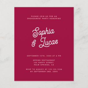 Budget Viva Magenta Retro Engagement Partei einlad Flyer