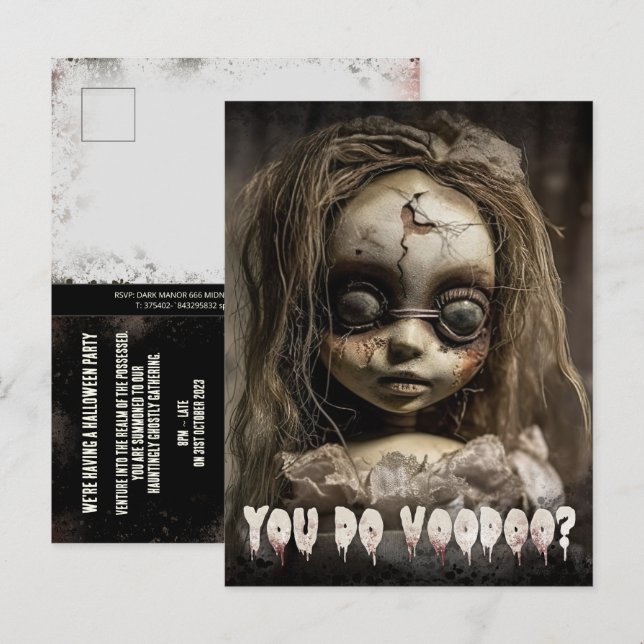 Budget Voodoo Puppe Adult Halloween Einladung (Vorne/Hinten)