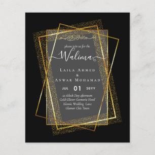 Budget Walima Muslim Hochzeit Gold Rahmen Einladun Flyer