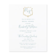 Budget Wappen Dusty Blue Bridal Dusche Einladung