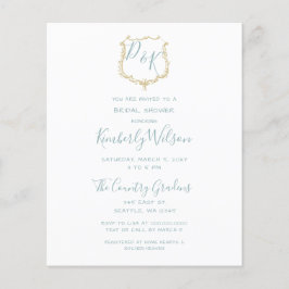 Budget Wappen Dusty Blue Bridal Dusche Einladung