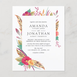 Budget Wasserfarbe Floral Safari Hochzeit Einladun Flyer