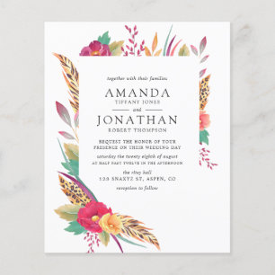 Budget Wasserfarbe Floral Safari Hochzeit Einladun Flyer