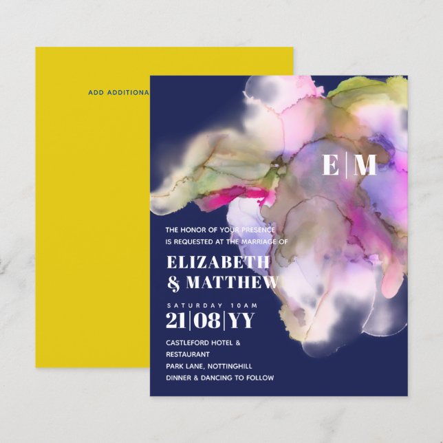 BUDGET Wasserfarbe Hochzeit Abstrakt Lila Grau (Vorne/Hinten)