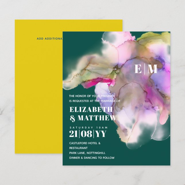 BUDGET Wasserfarbe Hochzeit Abstrakt Lila Grau (Vorne/Hinten)