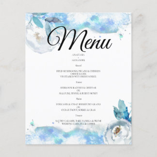 Budget Wasserfarben HOCHZEITSMENÜ. Flyer