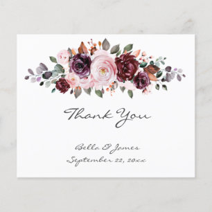 Budget Wasserfarbenflorale Hochzeit Danke Karte