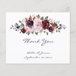 Budget Wasserfarbenflorale Hochzeit Danke Karte