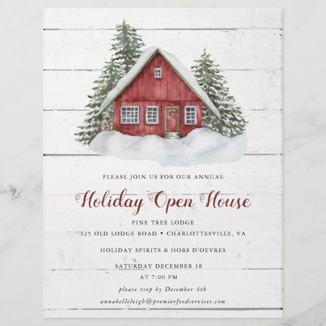 Budget Wasserfarbkabine Holiday Open House Einladu Flyer (Vorne)