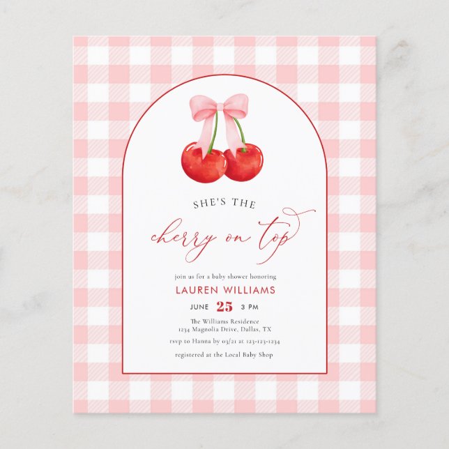 BUDGET Wasserfarbkreuz auf Top Baby Girl Dusche Flyer (Vorne)