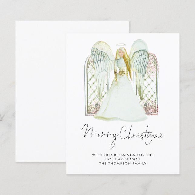 Budget Watercolor Angel Frohe Weihnachtsschrift (Vorne/Hinten)