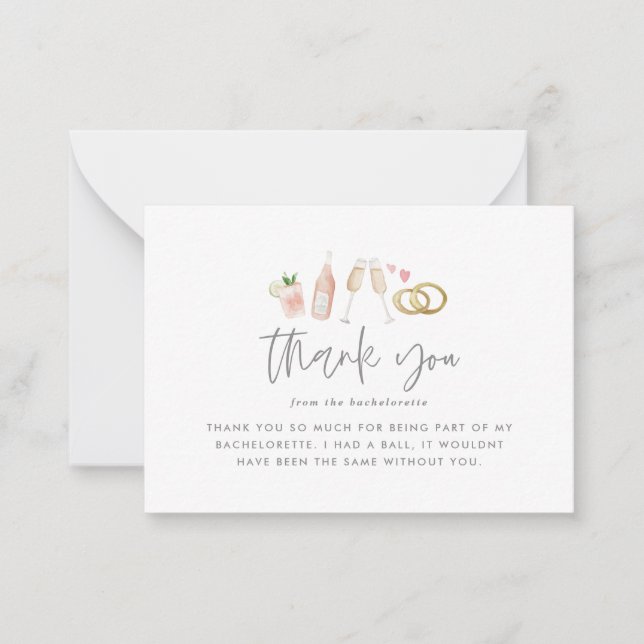 budget Watercolor bachelorette champagne Vielen Da Mitteilungskarte (Vorderseite)