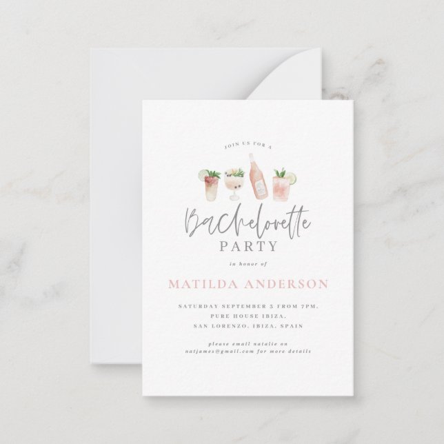 budget watercolor bachelorette invitation (Devant)