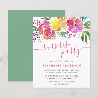 Budget Watercolor Blume Skript Überraschung Party