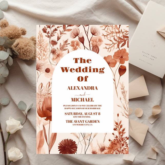 Budget Watercolor Burgund Wildblumen Hochzeit Flyer (Von Creator hochgeladen)