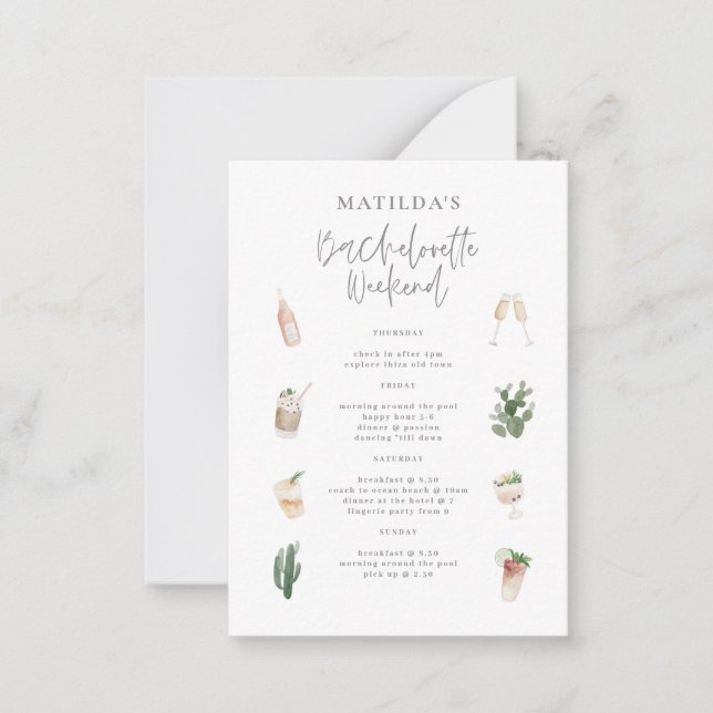 Budget Watercolor champagne Bachelorette Mitteilungskarte (Vorderseite)