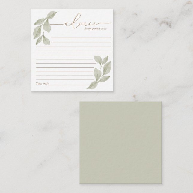 Budget Watercolor Eucalyptus Baby Duschberatung Mitteilungskarte (Vorne/Hinten)