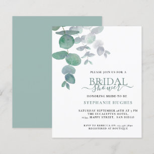 Budget Watercolor Eucalyptus Brautparty Einladung