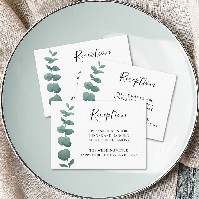 Budget Watercolor Eukalyptus Wedding Enclosure Visitenkarte (Von Creator hochgeladen)