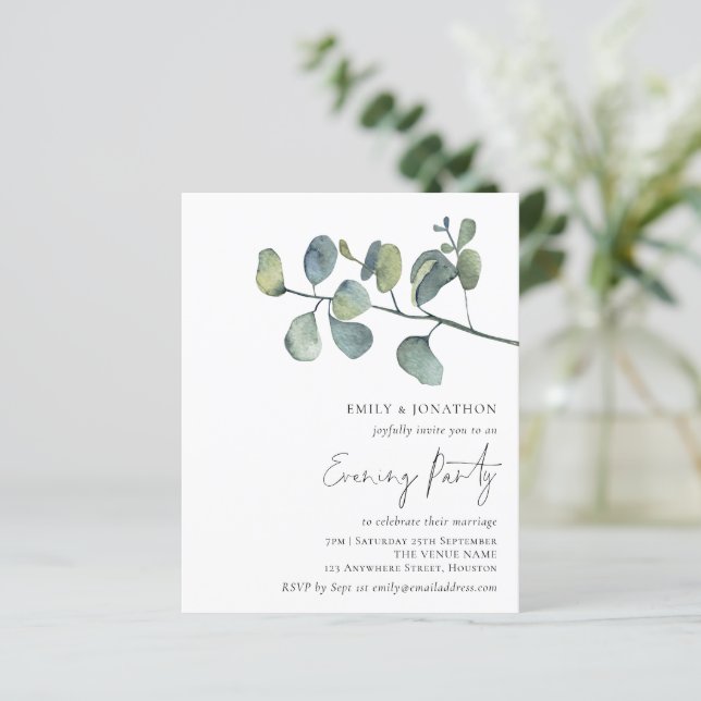 Budget Watercolor Foliage Wedding Abend Party (Stehend Vorderseite)