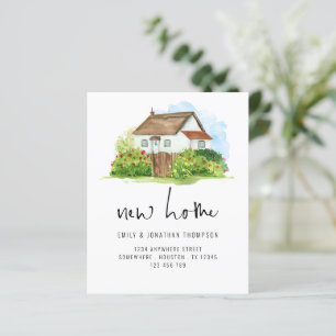 Budget Watercolor House Floral Neue Zuhause-Adress
