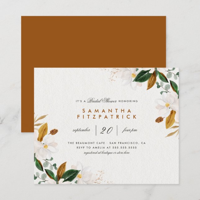 Budget Watercolor Magnolia Floral Brautparty (Vorne/Hinten)