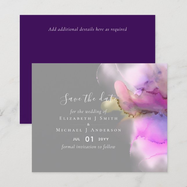 BUDGET Watercolor Wedding Abstract Save Dates (Vorne/Hinten)
