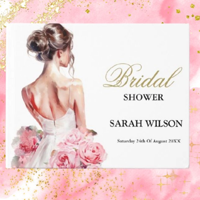 Budget Watercolor Wedding Gown Brautparty Gästebuch (Capture memories beautifully with our Budget Watercolor Wedding Gown Guest Book. Designed by Brett D)