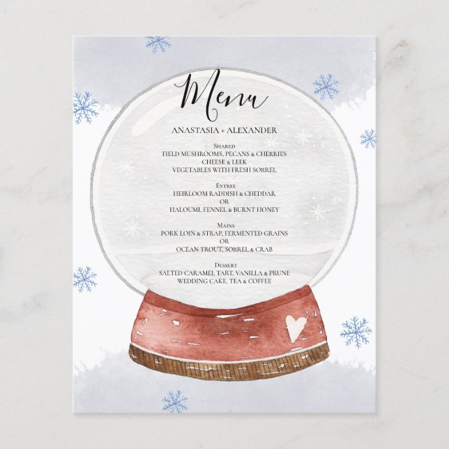 Budget Watercolor WEDDING MENU. Flyer (Vorne)