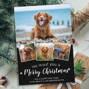 Budget We Woof You Frohe Weihnachts-Hund Foto Mitteilungskarte