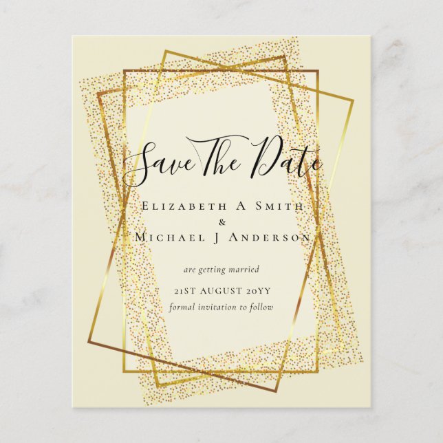 BUDGET WEDD RETT DATES Gold Glitzer Geometric Flyer (Vorne)