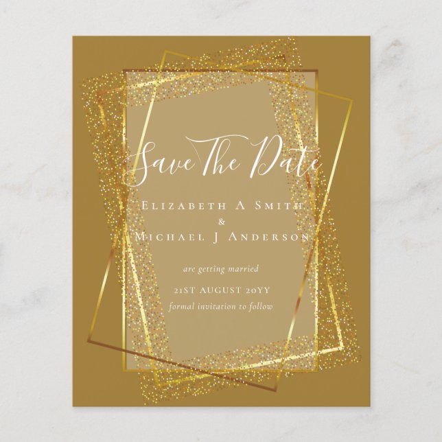BUDGET WEDD RETT DATES Gold Glitzer Geometric Flyer (Vorne)