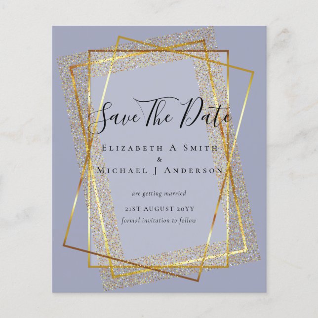 BUDGET WEDD RETT DATES Gold Glitzer Geometric Flyer (Vorne)