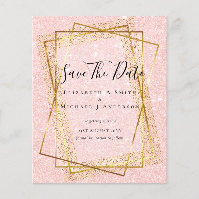 BUDGET WEDD RETT DATES Gold Glitzer Geometric Flyer (Vorne)