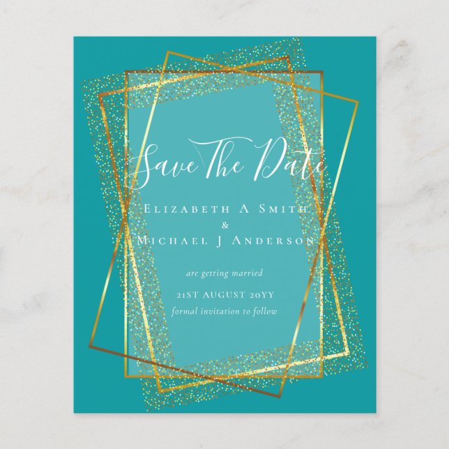 BUDGET WEDD RETT DATES Gold Glitzer Geometric Flyer (Vorne)