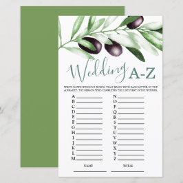 Budget Wedding A-Z Brautparty Game