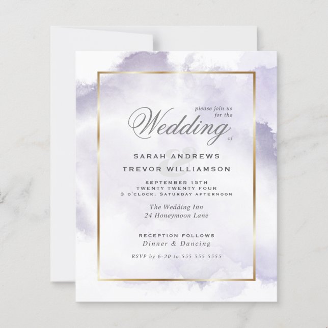 Budget Wedding Amethyst Lilac Watercolor Wash (Vorderseite)