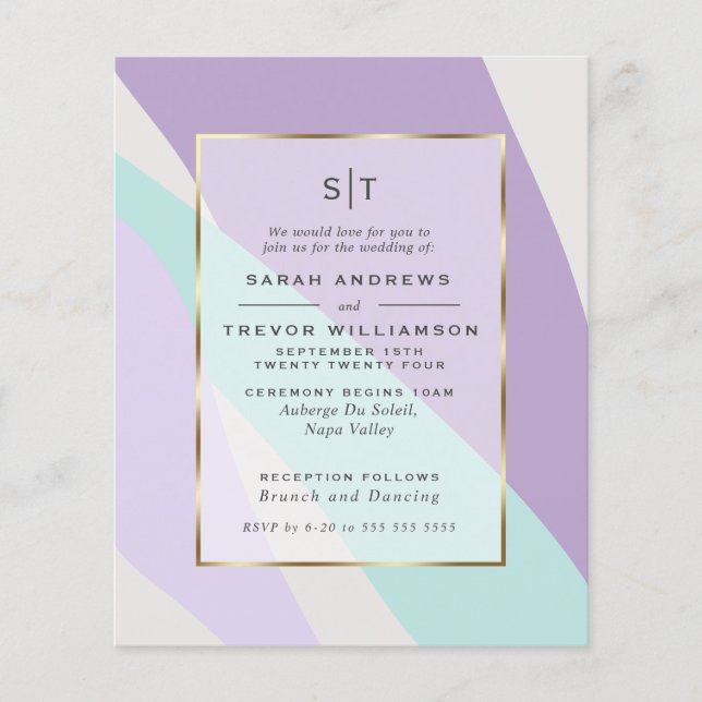 Budget Wedding Aquamarin Lilac Amethyst Abstrakt (Vorderseite)