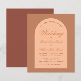 Budget Wedding Arch Calligraphy Brown Einladung