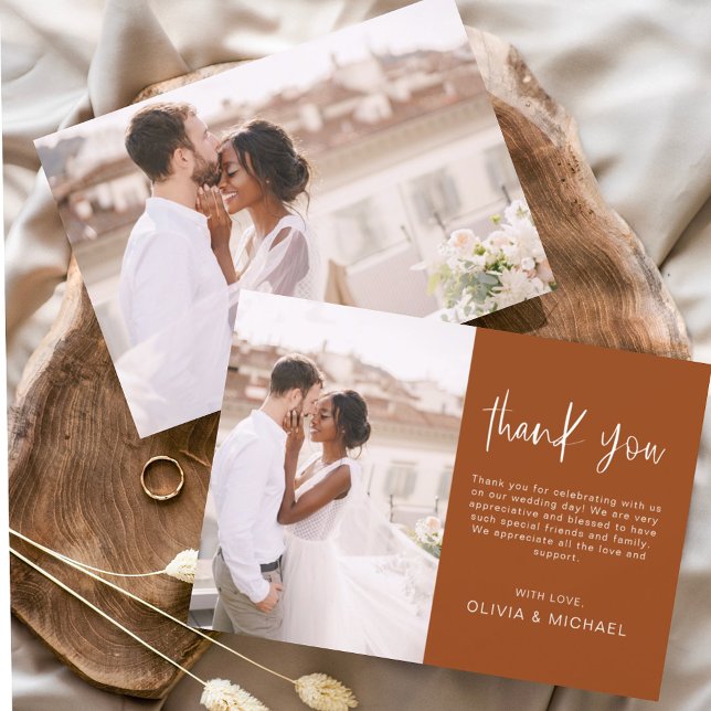 Budget Wedding Burnt Orange Foto Vielen Dank Karte (Von Creator hochgeladen)