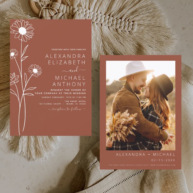 Budget Wedding Burnt Orange Terracotta Foto Flyer (Von Creator hochgeladen)