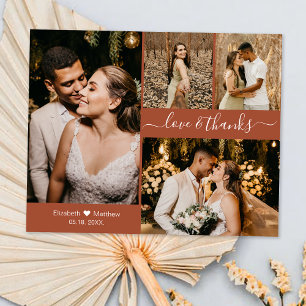 Budget Wedding Collage Terracotta Dankeschön Karte