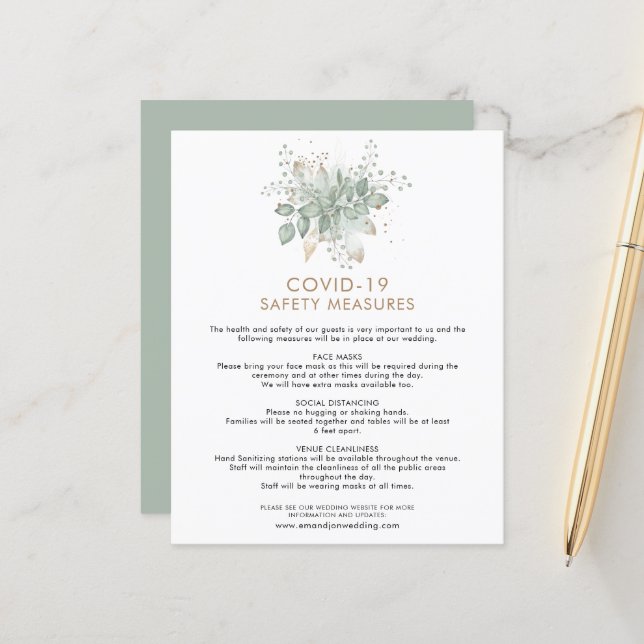 Budget Wedding Covid 19 Safety Foliage Umschließun (Vorderseite/Rückseite Beispiel)